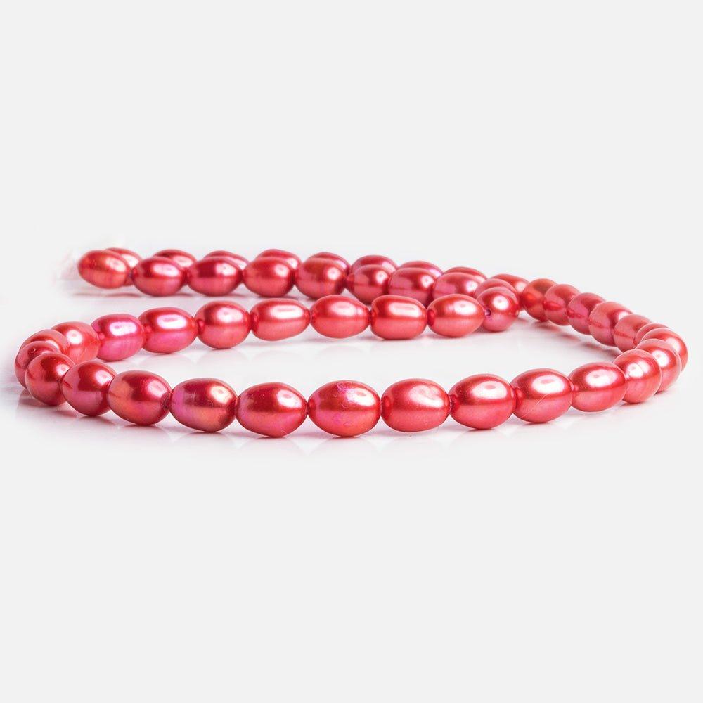 Neon Red Oval Freshwater Pearls 15 inch 48 pieces - The Bead Traders