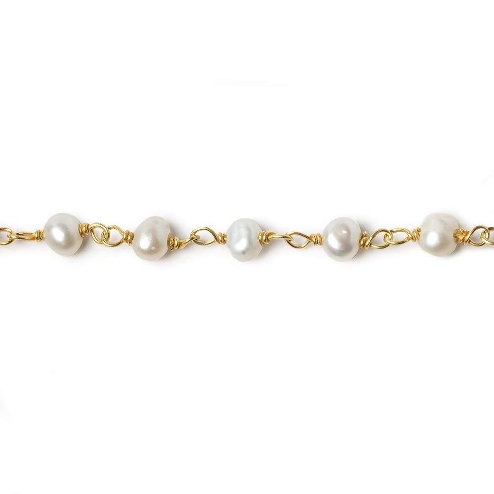 Off White Baroque Freshwater Pearl Vermeil Chain by the foot 33 pcs - The Bead Traders