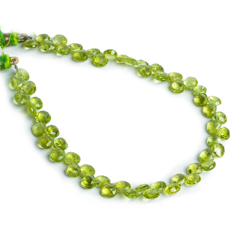 Peridot Faceted Heart Beads 8 inch 55 pieces - The Bead Traders