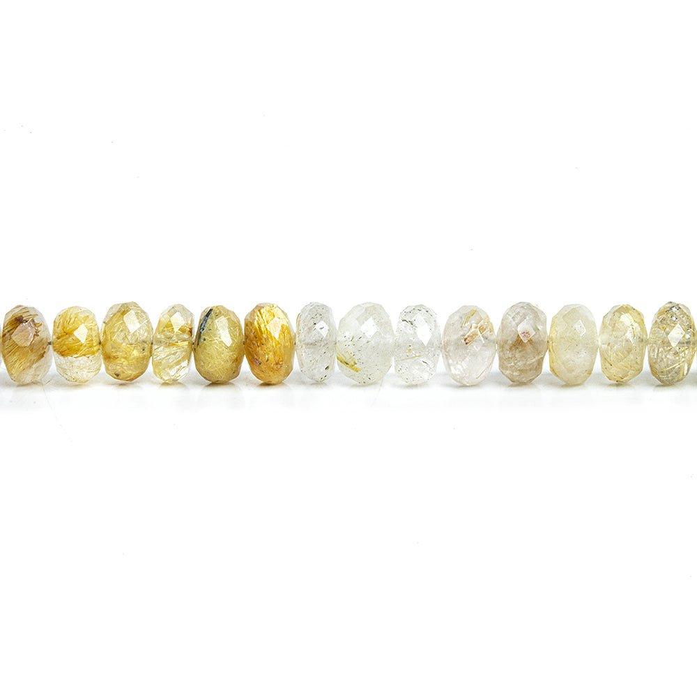 Rutilated Quartz Faceted Rondelle Beads 16 inch 100 pieces - The Bead Traders